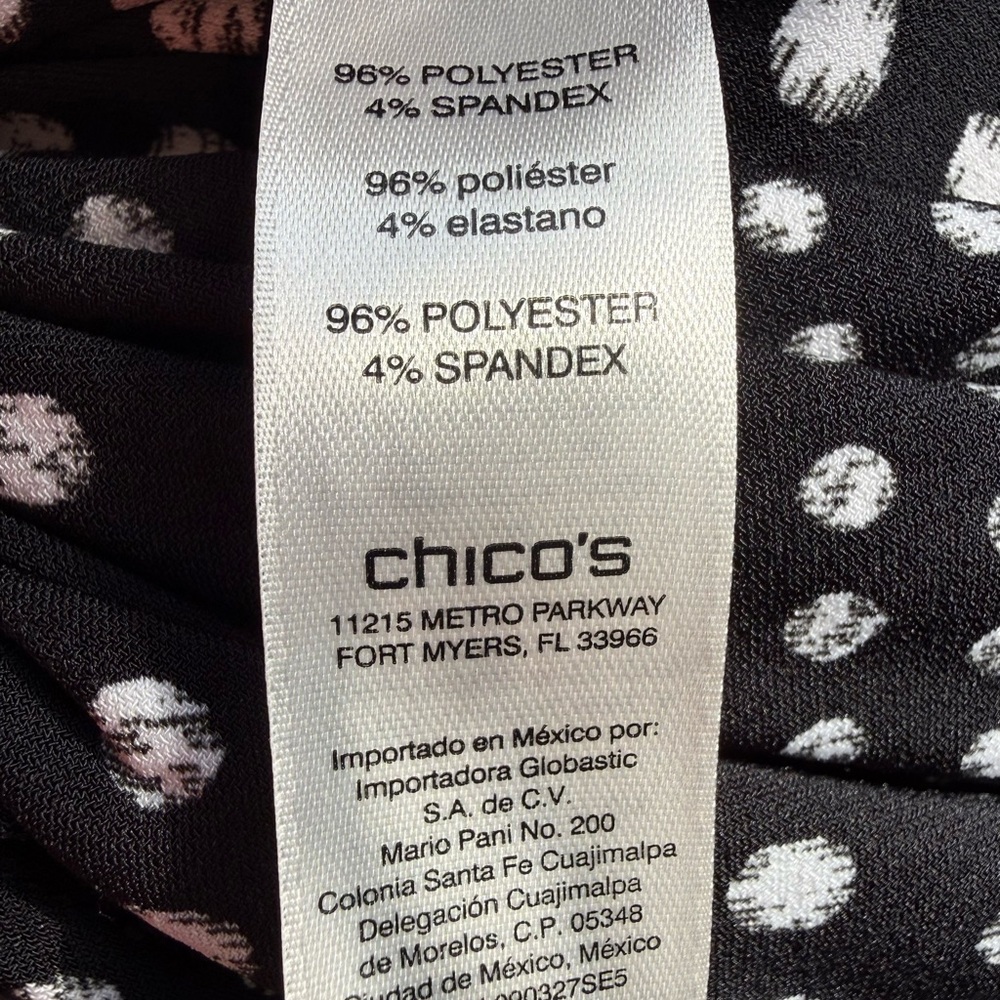 Chicos Polka Dot X Back T Shirt Dress Black White Short Sleeve Womens XL/16 - Picture 8 of 9